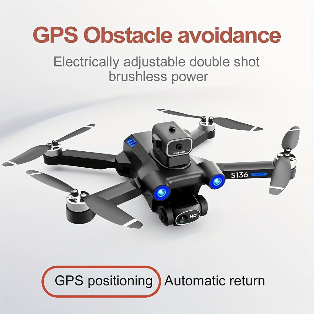 Dron GPS con cámara 4K para adultos principiantes, tiempo de vuelo ultralargo, flujo óptico, transmisión 5G, cuadricóptero RC FPV plegable con motores sin escobillas, sin evitación de obstáculos, retorno automático a casa con GPS, seguimiento inteligente