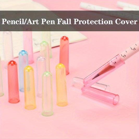 Tapas de plástico para lápices, Protector de punta de lápiz, extensor para aula, escuela y oficina, colores mezclados, decoración de bolí­grafo, 10 Uds.