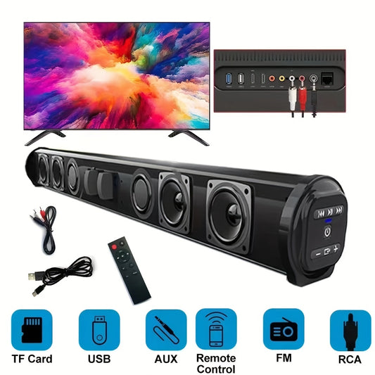 Barra de Sonido de TV de 20W, Subwoofer, reproductor de música inalámbrico con cable, barra de sonido envolvente para el hogar, para ordenador, cine, TV, altavoz