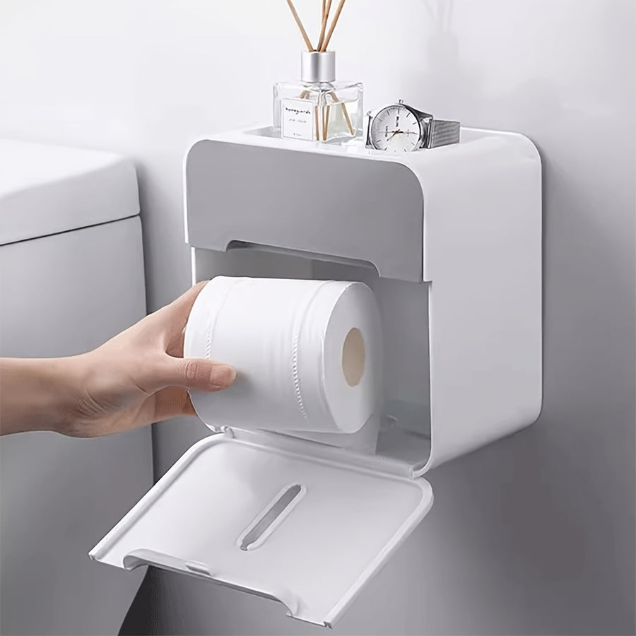 Caja para papel higiénico, sin perforaciones montada en la pared, caja de papel de doble capa impermeable para baño doméstico, porta papel higiénico.