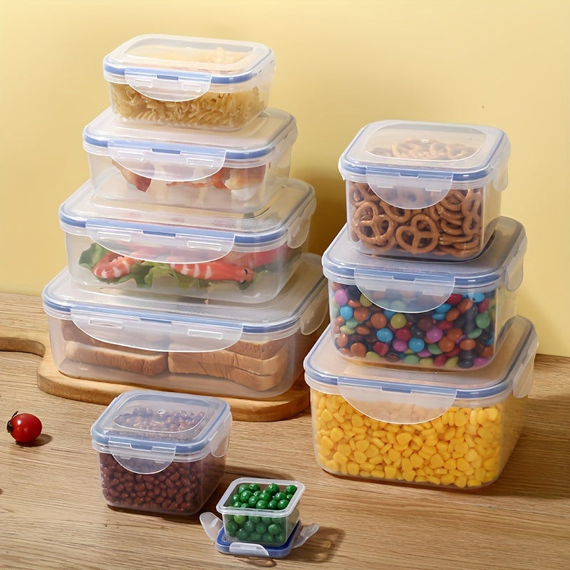 3/4 piezas de 1 juego de caja de conservación transparente con tapa abatible, caja de almacenamiento multifuncional para sellado de granos de alimentos, caja de organización y almacenamiento para refrigerador, suministros de cocina