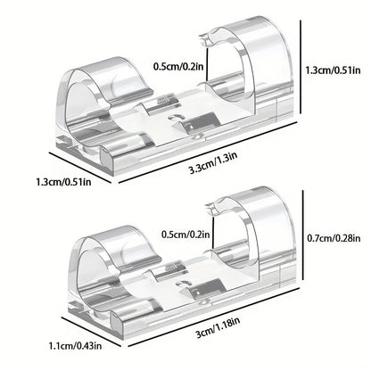 20/60 unidades, Clip de Gestión de Cables Autoadhesivo Transparente, Organizador de Cables, Almacenamiento y Organización de Cables de Datos Sin Perforaciones, Organizador de Cables de Red, Adecuado para Organizar Cables de Notebooks, TVs, Computador