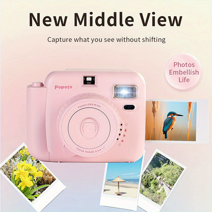 Nueva mini cámara instantánea Popoto adecuada para Fujifilm Instax Mini Twin Pack Film (pilas AA * 2 no incluidas) Fiesta/Regalo/Al aire libre/Novia/Vida