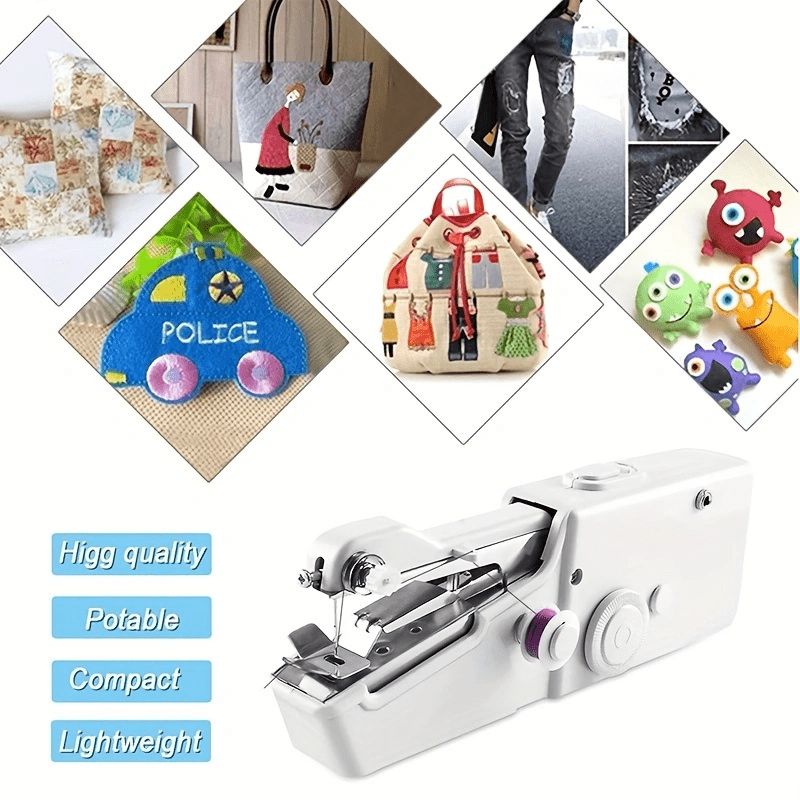 Mini máquina de coser con kit de accesorios, máquinas de coser de mano inalámbricas livianas y fáciles de operar para principiantes, máquina de coser portátil para reparación rápida en el hogar y manualidades de puntadas