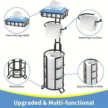 Soporte para papel higiénico con estante de almacenamiento, soportes de papel higiénico independientes, decoración y muebles para el hogar.