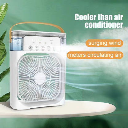 Ventilador de aire acondicionado con humidificación multifuncional de cinco agujeros, ventilador de agua de enfriamiento por aire acondicionado de 5 velocidades, humidificador con pulverización USB Tipo-C, regalo para el hogar, cumpleaños y Navidad