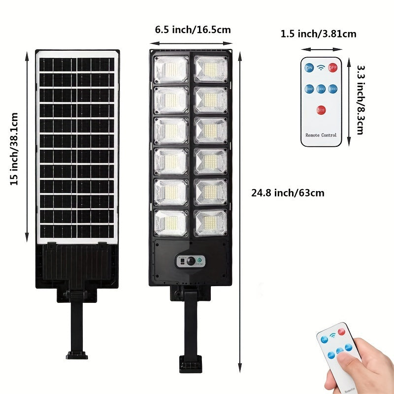 Luz solar de pared ultra brillante de 504 LED: excepcionalmente potente, sensor de movimiento, control remoto, 3 modos: ideal para espacios al aire libre, calles, jardines, garajes, patios traseros e iluminación de seguridad de puertas de entrada