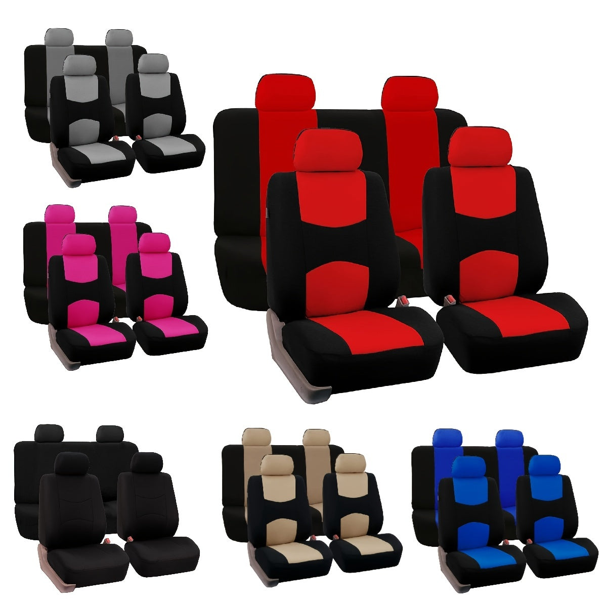 Funda de asiento de coche para 5 asientos Fundas de asiento de ajuste universal para SUV Accesorios interiores Protector de asiento de coche para automóviles Camiones y SUV