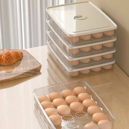 Cajón de plástico de gran capacidad para almacenamiento de huevos para refrigerador con tapa, organizador de almacenamiento doméstico para nevera.