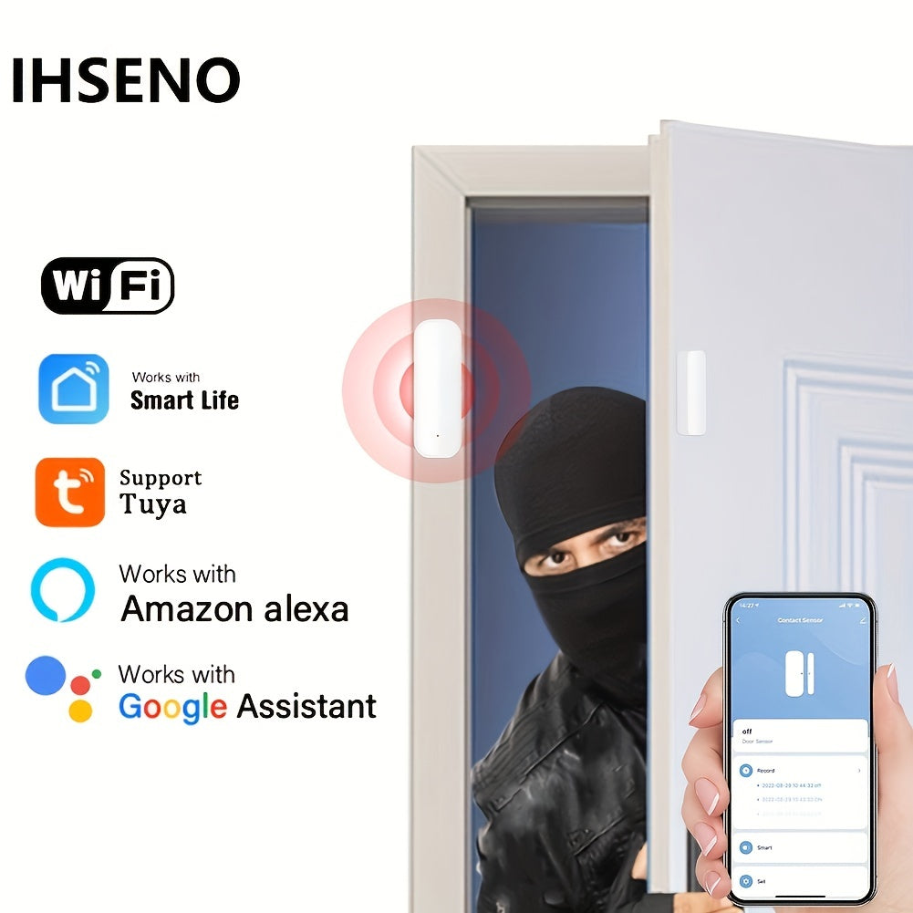 IHSNEO Tuya WiFi Sensor de ventana de puerta hogar inteligente inalámbrico Detector de puerta abierta/cerrada Control de vida inteligente a través de Alexa Google Home