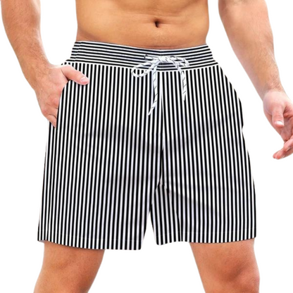 Pantalones cortos de playa sueltos a rayas para hombre, ropa deportiva, pantalones cortos de secado rápido con cordón, pantalones cortos ligeros para vacaciones de verano en la playa y surf