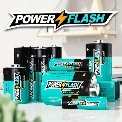 Pilas alcalinas de larga duración PowerFlash, paquete combinado, juego de 24 pilas AAA y 48 pilas AA para el hogar, diversos dispositivos domésticos y el trabajo