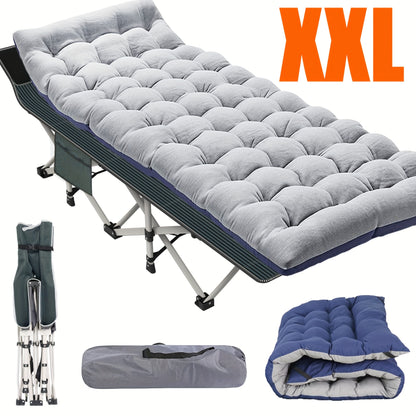 Cama plegable de 1 pieza, cunas para acampar con colchón de doble cara, cama plegable portátil para invitados, cuna para dormir resistente con bolsa de transporte, gris y azul