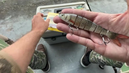 HUAPUDA 3 señuelos de natación realistas: captura lubinas, truchas y peces de agua salada con señuelos multiarticulados. Kit de señuelos de pesca Topwater Minnow, captura más peces con cebos de manivela artificiales.