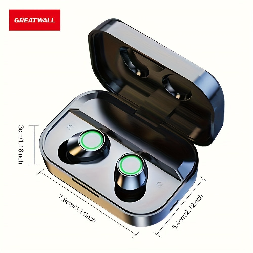 GREATWALL 2024 Auriculares inalámbricos inteligentes de triple pantalla: pantalla digital LED, elegante diseño de espejo, auriculares de audio de alta definición, auriculares negros de moda, perfectos para deportes y juegos