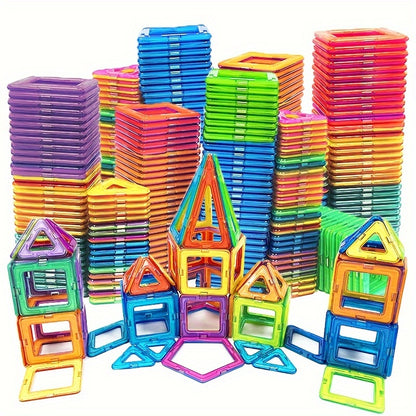 Bloques de construcción magnéticos, juguetes de bricolaje, juguetes de construcción STEM de gran tamaño, juguetes magnéticos educativos de aprendizaje, fichas magnéticas, colores aleatorios como regalo de cumpleaños, Halloween y Navidad