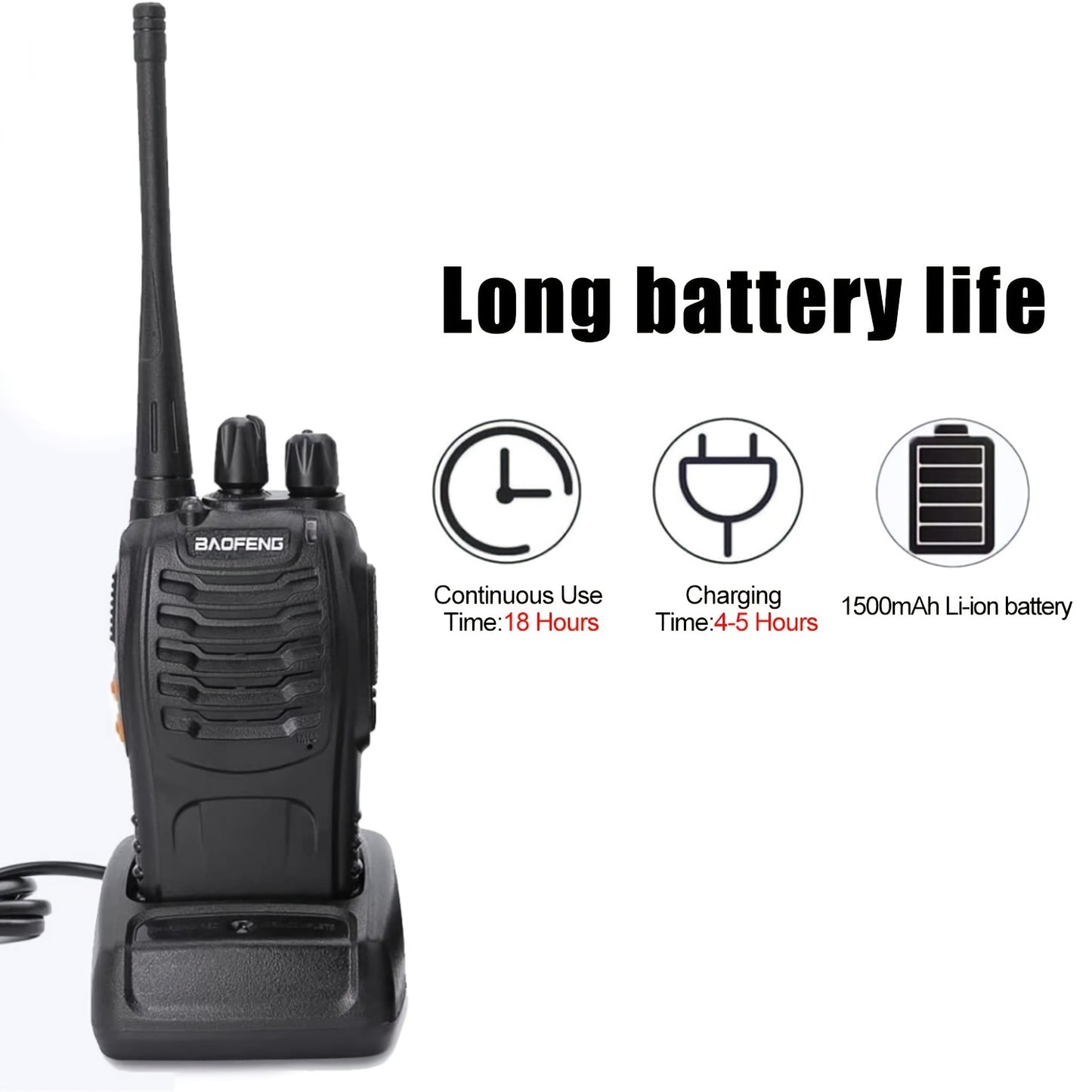 2PCS BAOFENG BF-888S UHF 400-480MHz Radioaficionado Radio bidireccional portátil UHF Walkie Talkies portátiles para adultos, senderismo, ciclismo, camping