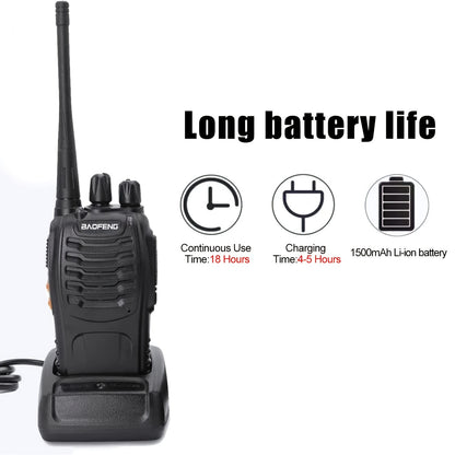 2 uds BAOFENG BF-888S UHF 400-480MHz Radioaficionado Radio bidireccional portátil UHF Walkie Talkies portátiles para adultos, senderismo, ciclismo, camping