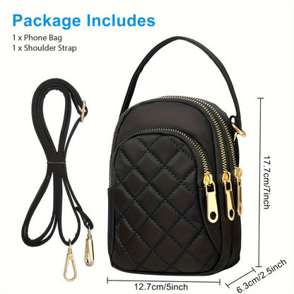 Bolso bandolera para teléfono, bolso bandolera con cremallera de varias capas, elegante bolso de mano tipo billetera para mujer