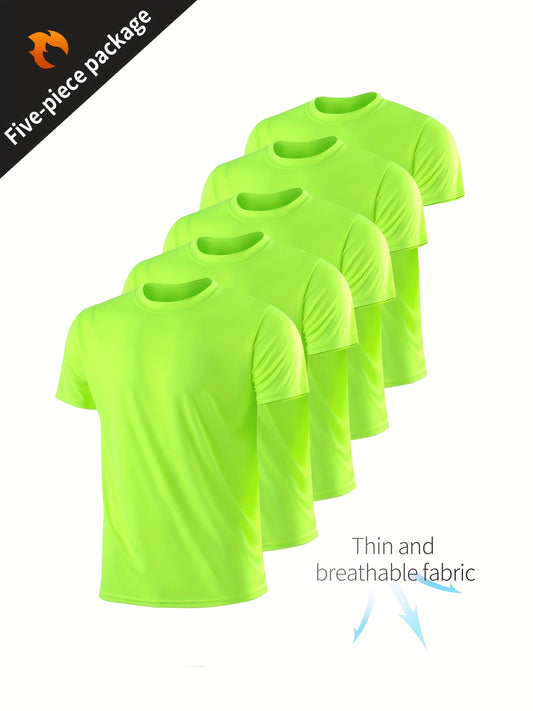 Paquete de 5 camisetas de secado rápido para hombre Xinso Prince: ajuste ultrafino, transpirable y de compresión.