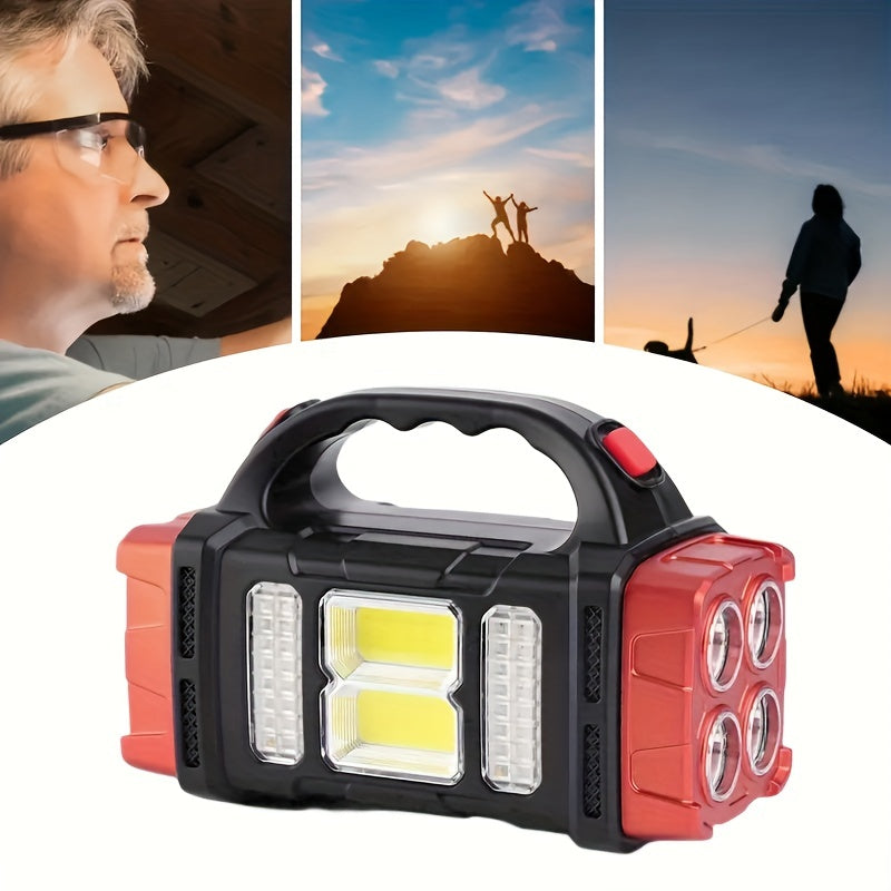 Luz LED solar multifuncional para acampar, linterna recargable portátil brillante, adecuada para caminatas al aire libre y campamentos