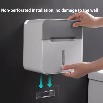 Caja para papel higiénico, sin perforaciones montada en la pared, caja de papel de doble capa impermeable para baño doméstico, porta papel higiénico.