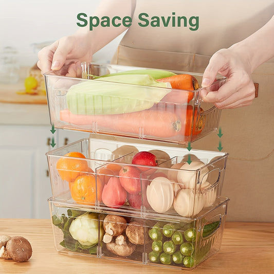 1 organizador de despensa de plástico, contenedor de almacenamiento transparente con divisores extraíbles, para gabinetes de encimera de refrigerador de cocina, organizador de ropa, juguetes y comida de cocina, suministros de cocina para el hogar.