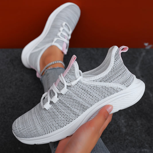 Zapatillas de running informales con cordones y tejido volador para mujer, zapatillas de tenis