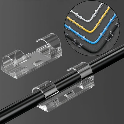 20/60 unidades, Clip de Gestión de Cables Autoadhesivo Transparente, Organizador de Cables, Almacenamiento y Organización de Cables de Datos Sin Perforaciones, Organizador de Cables de Red, Adecuado para Organizar Cables de Notebooks, TVs, Computador