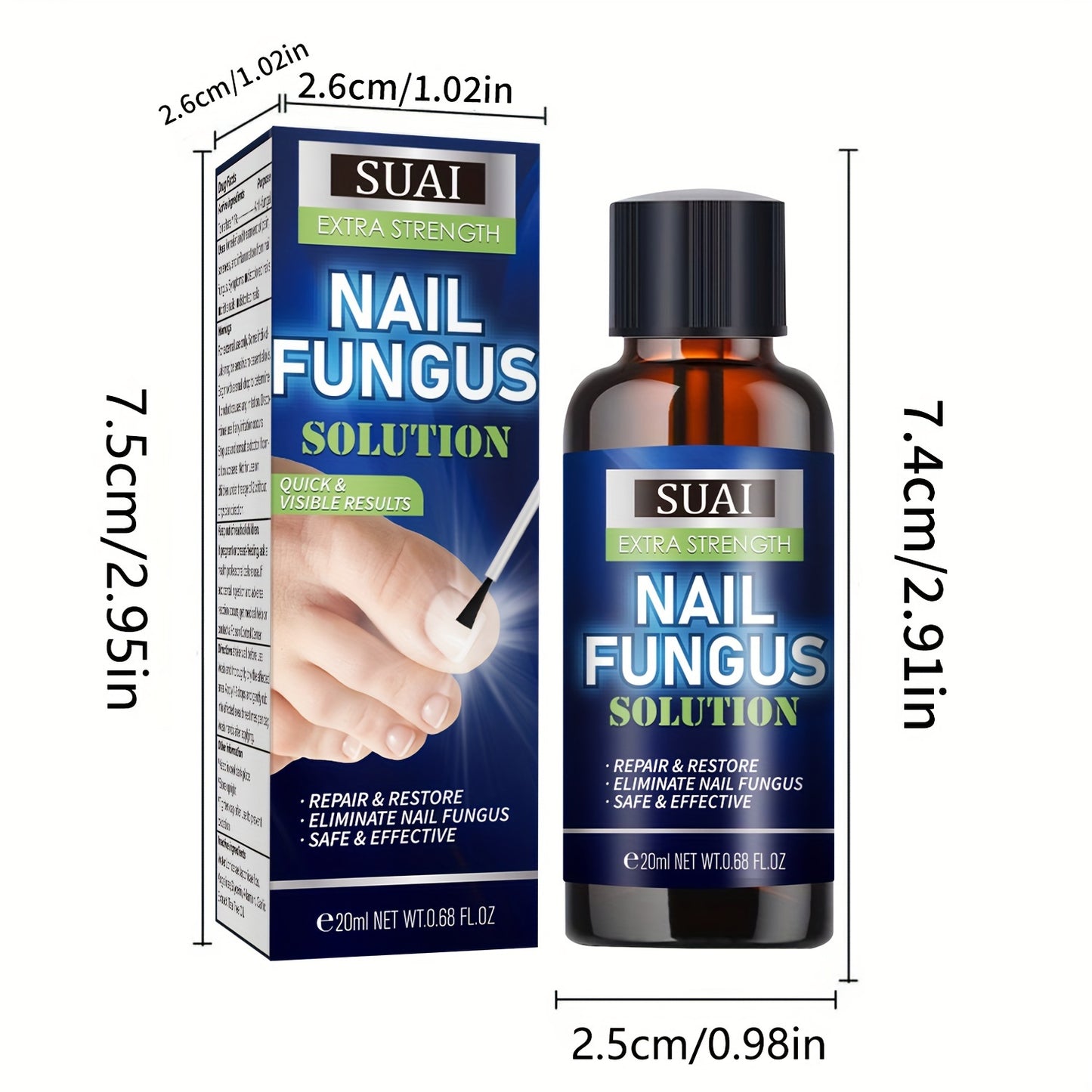 Líquido para tratamiento de hongos en las uñas de 0.68 oz - Fórmula 100% natural pura para uñas de los pies extrafuerte - Para uñas descoloridas, espesas, amarillas y con hongos - Solución antimicótica y hongos debajo de la uña - Uña con hongos