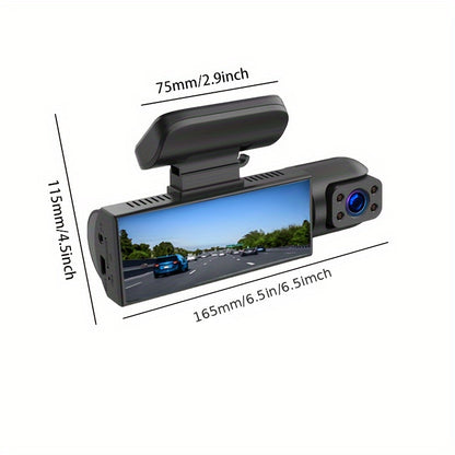 Cámara dual 1080P, cámara de tablero para automóviles, frontal e interior, cámara de automóvil con visión nocturna por infrarrojos, grabación en bucle, cámara DVR de gran angular para automóvil con pantalla IPS de 3,16 pulgadas, cámara de video para