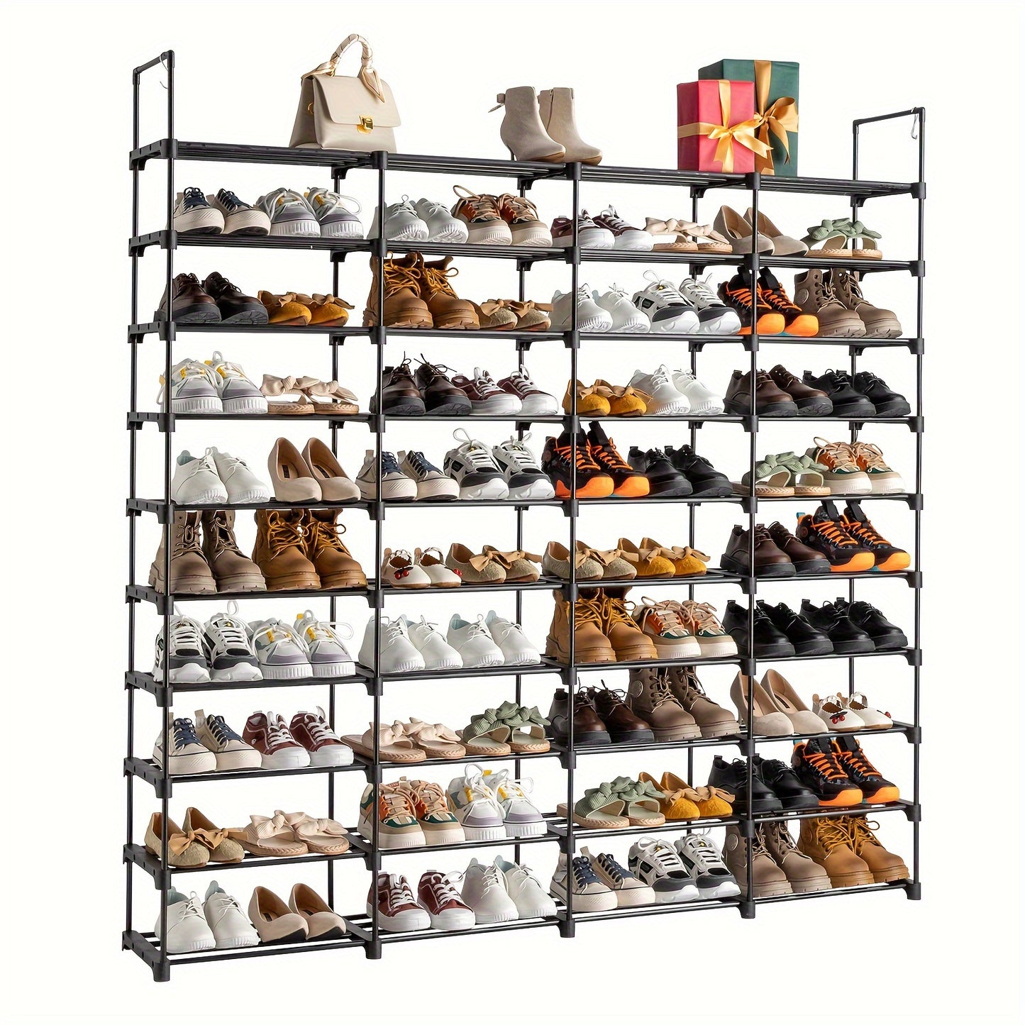 Zapatero de 10 niveles, organizador de zapatos, estante organizador para la entrada, con capacidad para 80 pares de zapatos, zapatero apilable