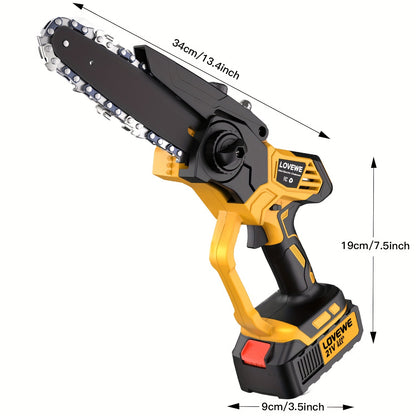 Mini motosierra inalámbrica compacta de 6 pulgadas - Alta velocidad 23FT/S, batería de 3.0Ah, tensor automático de cadena, engrasador automático y freno de seguridad - Ideal para podar ramas de árboles, mantenimiento de patios, hogares y jardines (am