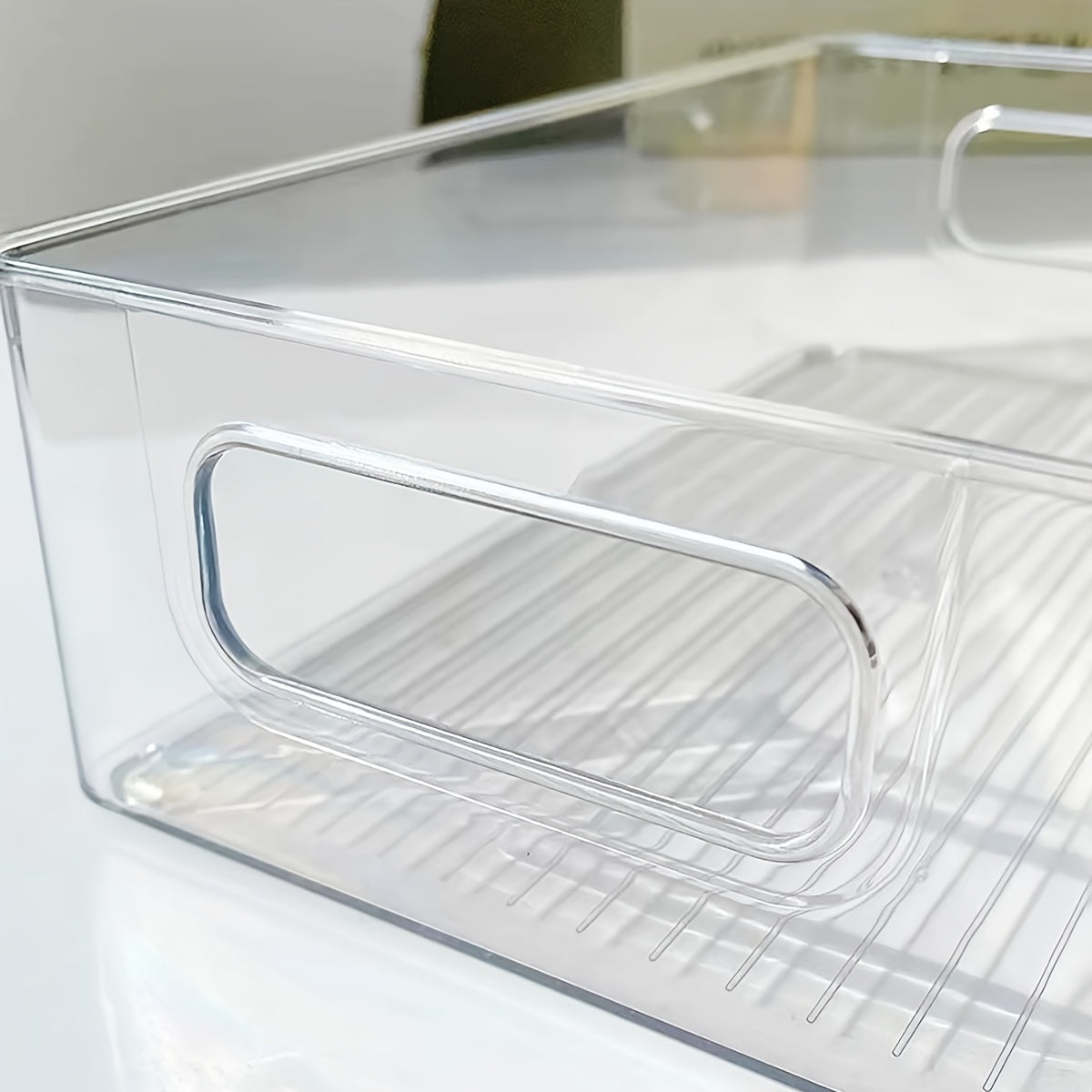 Caja de almacenamiento acrílica para aperitivos, caja de acabado transparente para libros y cosméticos, caja para el frigorífico de cocina, suministros para el hogar, 1 unidad.