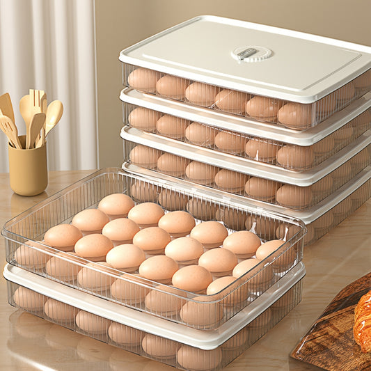 1 cajón de almacenamiento de huevos de plástico para refrigerador con tapa, soporte para colgar huevos frescos de gran capacidad, organizador de almacenamiento doméstico para nevera, congelador, despensa, gabinetes, accesorios de cocina.