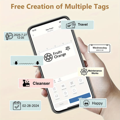 P31S Máquina fabricante de etiquetas con cinta, Impresora térmica portátil, Impresora de etiquetas inalámbrica portátil para organizar el almacenamiento en la oficina en casa, Mini fabricante de etiquetas con múltiples plantillas, Blanco
