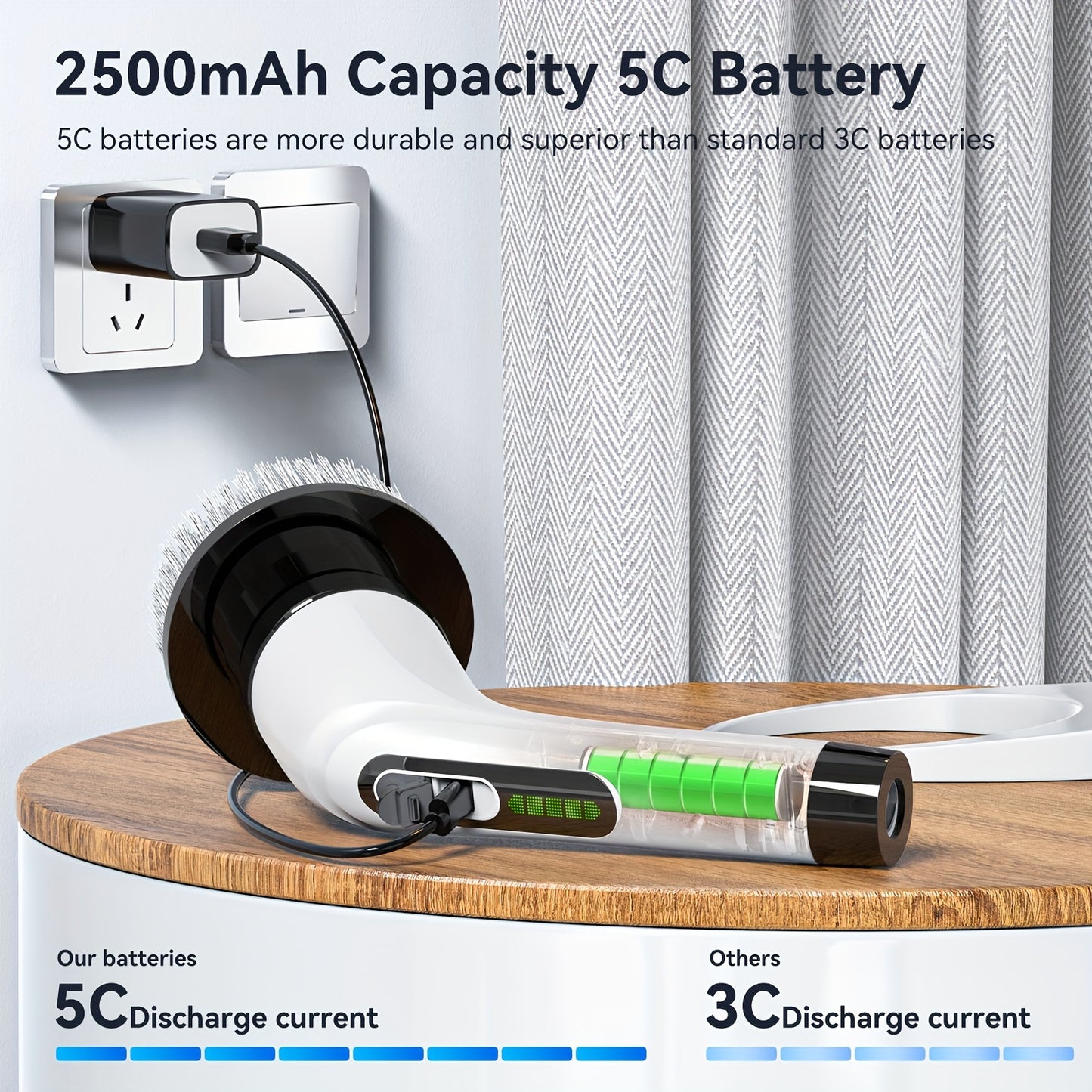 1 juego de cepillos de limpieza eléctricos 7 en 1: cepillos de baño inalámbricos, juego de herramientas de limpieza eléctricas con 3 velocidades, incluye mango largo, 7 cabezales intercambiables y cepillo portátil para azulejos de ducha