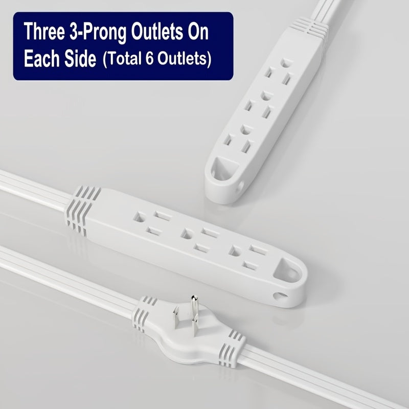 Cable de extensión con regleta de enchufes: cable de 12 pies, 6 pies en cada lado, enchufe de cabeza plana (que se adapta a la pared), 6 tomas polarizadas, 13 A, 125 V, 1625 W, aprobación ETL