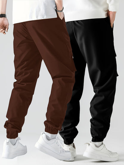 Pantalones cargo para hombre con estampado de cara sonriente, elegantes, de 2 piezas, con bolsillos, informales, transpirables, con cordón, para caminar por la ciudad, actividades al aire libre