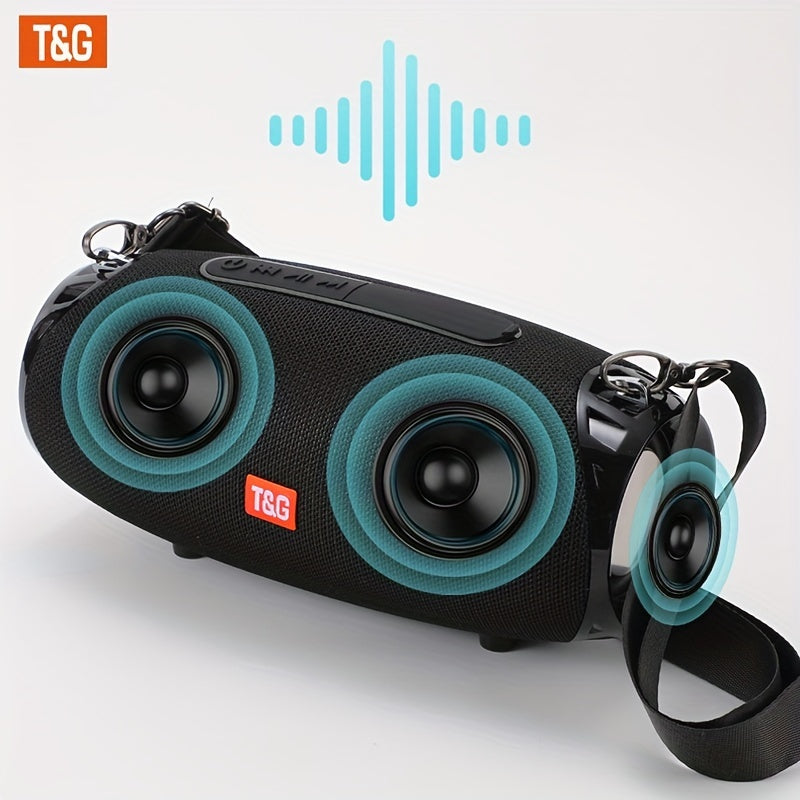 Altavoz inalámbrico portátil con dobles altavoces, impermeable, subwoofer estéreo TWS, conexión con bluetooth, soporte para tarjeta insertada y disco U.