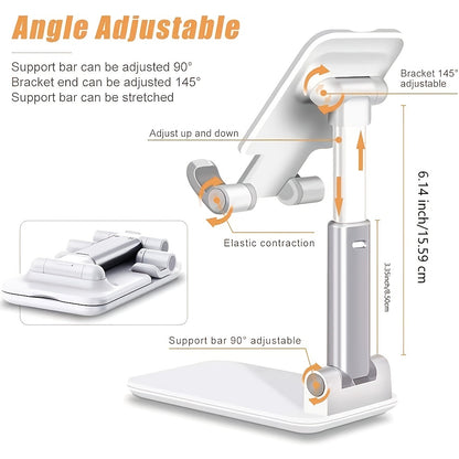 Soporte de aluminio para celular, soporte ajustable para teléfono móvil para escritorio compatible con todos los teléfonos móviles/iPad/Kindle/tableta