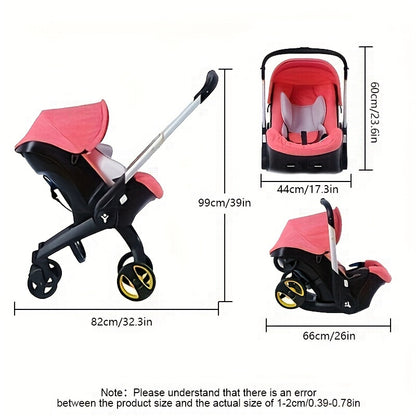 Cochecito de bebe 4 en 1 | Cochecito ajustable con capota | Cochecito infantil plegable compacto | 39 pulgadas de altura, 23,6 pulgadas de profundidad, 17,3 pulgadas de ancho | Cochecito cómodo para viajes y uso al aire libre, como regalo de Halloween.