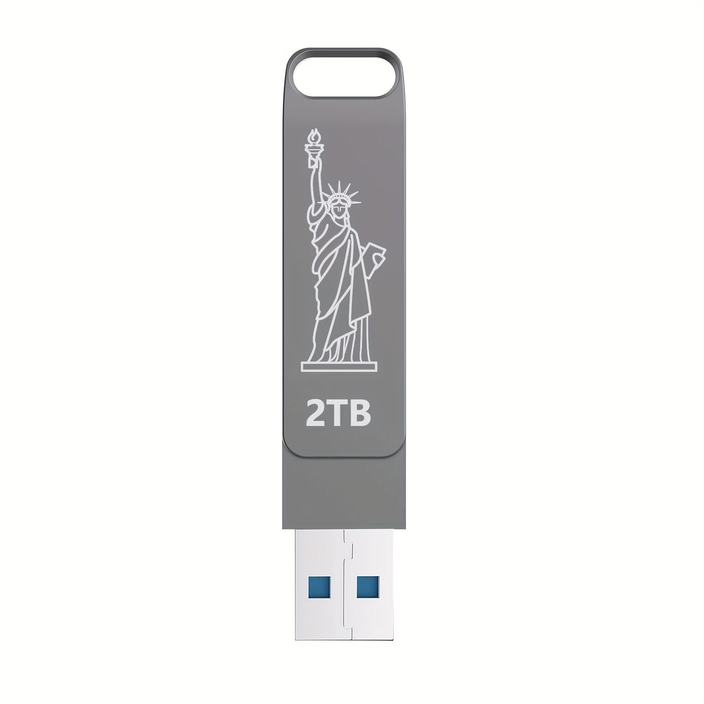 Unidad flash USB de 2 TB: velocidades de lectura de hasta 80 MB/seg. Memoria USB de 2 TB Pen Drive de 2000 GB Diseño de llavero estilo metal giratorio de 2 TB