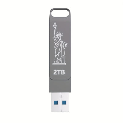 Unidad flash USB de 2 TB: velocidades de lectura de hasta 80 MB/seg. Unidad flash USB de 2 TB. Memoria USB de 2000 GB. Diseño de llavero giratorio de metal de 2 TB.