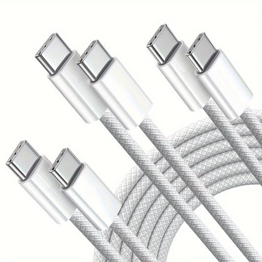 Cable de carga USB C a USB C de 6 pies, 60 W, paquete de 3, cable USB C para cargar Apple, para iPhone 15/15 Pro/15 Pro Max/15 Plus, IPad Pro, Air5, MacBook Air