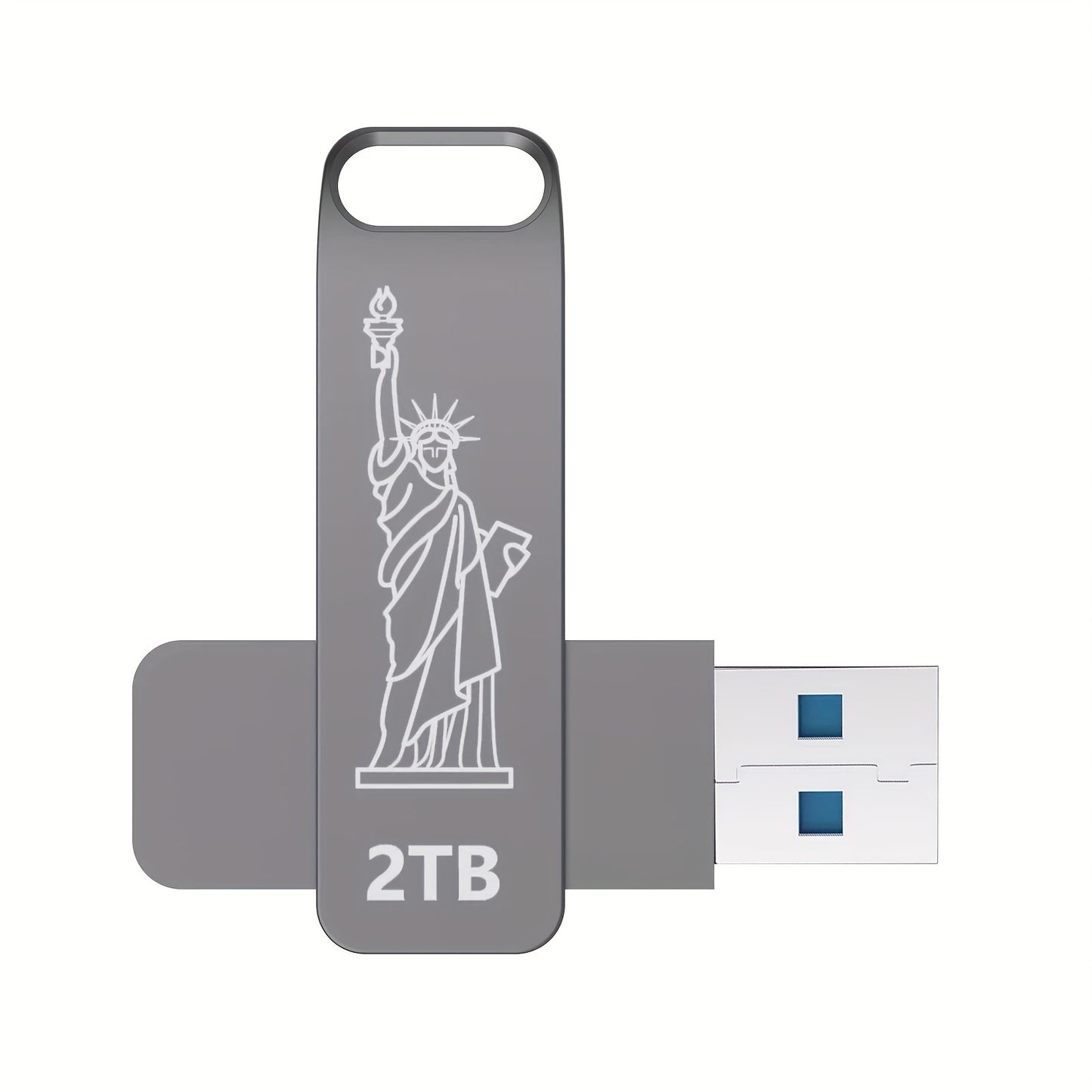 Unidad flash USB de 2 TB: velocidades de lectura de hasta 80 MB/seg. Memoria USB de 2 TB Pen Drive de 2000 GB Diseño de llavero estilo metal giratorio de 2 TB