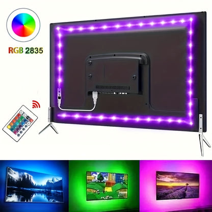 Juego de cinturón de luz de TV con retroiluminación USB DIY, 99,97 cm/299,92 cm SMD 2835 luz LED Flexible para gabinete para decoración del hogar