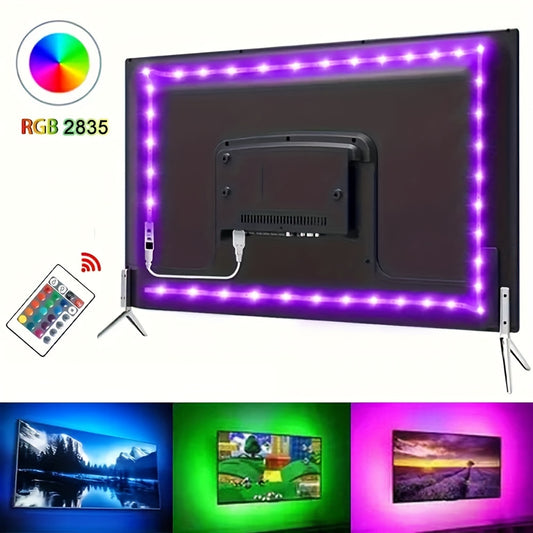 1 Juego de cinturón de luz de TV con retroiluminación USB DIY, 99,97 cm/299,92 cm SMD 2835 luz LED Flexible para gabinete para decoración del hogar