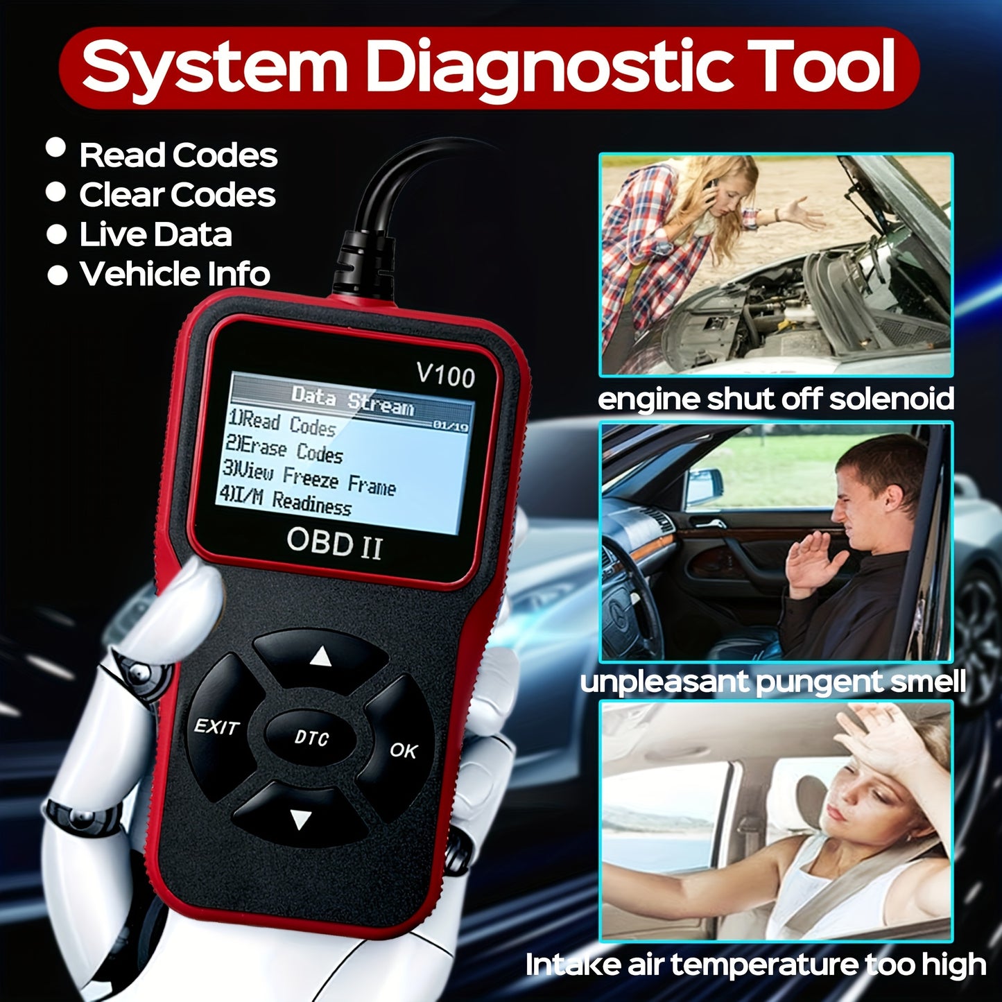 Lector de códigos de diagnóstico OBD2 para automóviles, lector de códigos de fallas del motor, escáner que puede diagnosticar la herramienta de escaneo para todos los automóviles con protocolo OBD II desde 1996