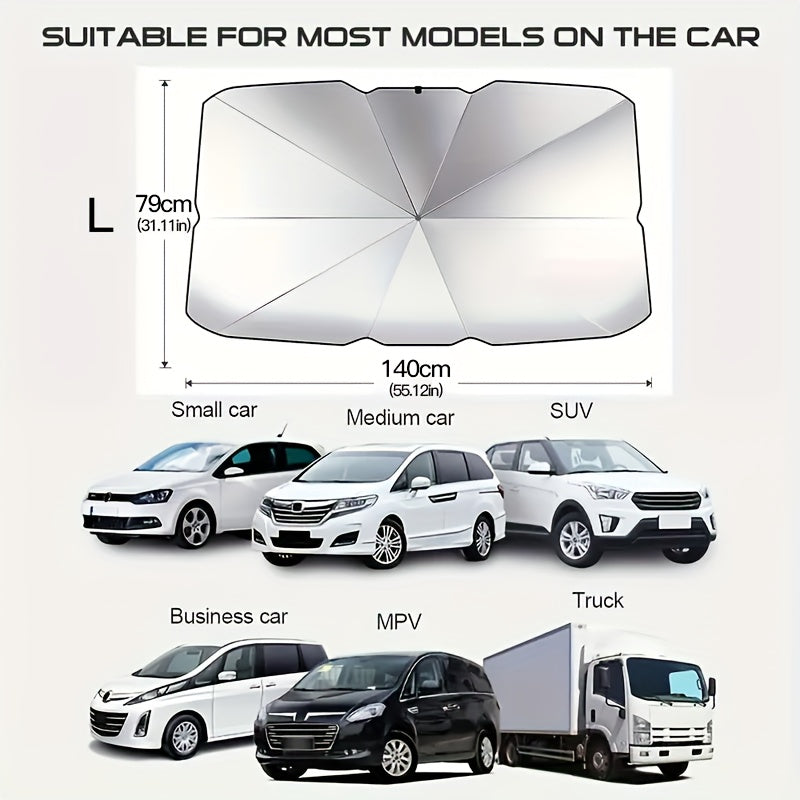 Proteja su automóvil del sol con este parasol portátil y plegable para parabrisas de automóvil